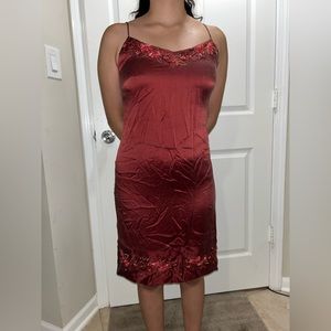 Vintage 100% red silk hype dress